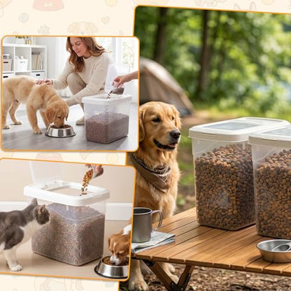 2 Pack Airtight Dog Food Storage Container, 27.6 Lbs Clear Pet Food Storage Bin with 2 Measuring Scoops for Pet Dog Cat Grain Rice Treat - size: 27.6 Lbs