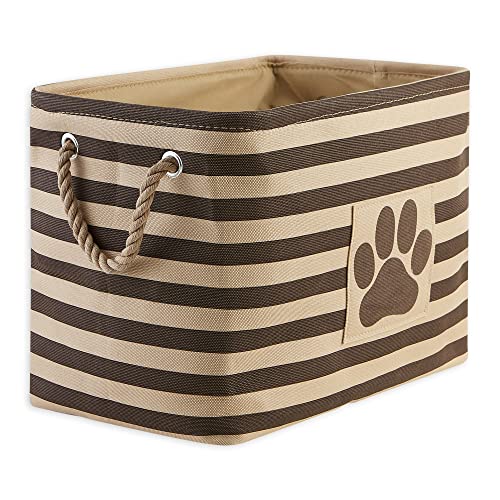 Bone Dry Pet Storage Collection Striped Paw Patch Bin, Medium Rectangle, Brown - color: Brown, size: Medium Rectangle
