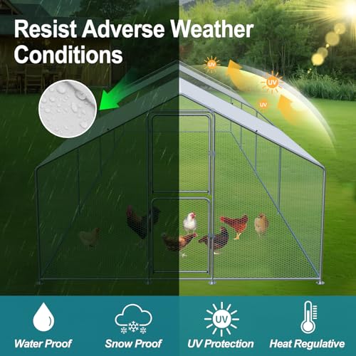 Airynee Large Chicken Coop, Chicken Coops for 40 Chickens, Chicken Runs for Yard with Water Poof & UV Resistance Cover, Spire Roof Chicken Coop Run with Double Lockable Doors for Outdoor Backyard - size: 314.4"L x 117.6"W x 79.2"H