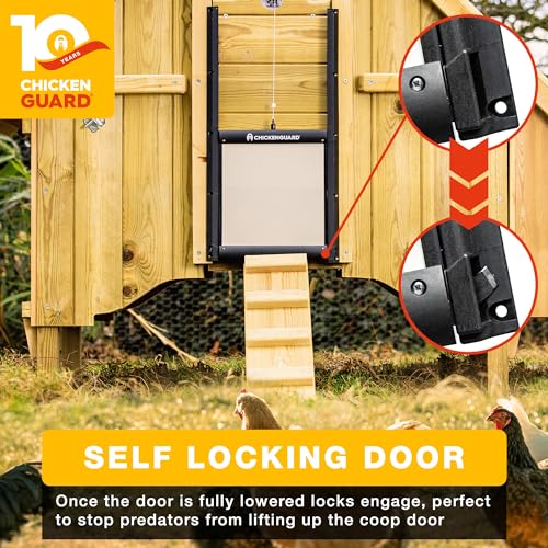 ChickenGuard Self-Locking Predator-Proof Chicken Coop Door for Hen-House, Chicken Run, Poultry Habitat Accessories (Pop Hole Door only – No Motor)