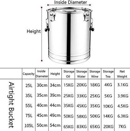 Milk Barrel, Milk Transport Bucket, Milk Jug Oil Barrel Tea Canister, 304 Stainless Steel Silicone Seal Tank Heavy Duty Dairy Pot for Liquid Solid Storage,25L,75L - size: 75L
