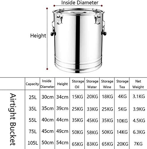Milk Barrel, Milk Transport Bucket, Milk Jug Oil Barrel Tea Canister, 304 Stainless Steel Silicone Seal Tank Heavy Duty Dairy Pot for Liquid Solid Storage,25L,35L - size: 35L