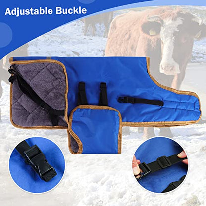 Fleece Calf Blankets Jacket for Calves - Calf Coat Keep Warmming, Soft Calf Cow Goat Dog Warm Clothes Comfortable Freezing Resistance Cold Proof Oxford Cloth Waterproof - color: Blue Yellow