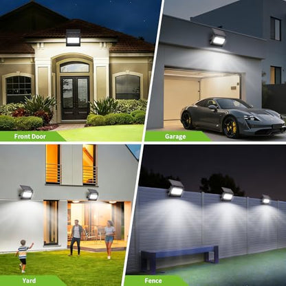 Solar Motion Sensor Lights Outdoor, 107 LED Security Flood Lights IP66 Waterproof, Dusk to Dawn Solar Powered Wall Lights, Cool White 4 Pack for Yard Patio Garage - size: 4 Pack