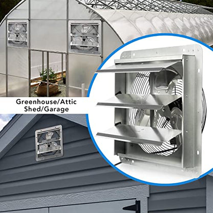 KEN BROWN 14 Inch Exhaust Fan with Power Cord, Automatic Shutter, 1950CFM, Aluminum Cooling Ventilation Fan, High Speed Wall Mounted Attic Fan for Garage, Greenhouse, Shop, Shed - size: 14 Inch