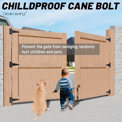 18" Heavy Duty Cane Bolt Gate Drop Rod Extra Thick Hardware Ground Latch for Wood PVC Vinyl Metal Fences Gates, Double Doors, Black Solid Steel-1 Pack - color: 18 Inch