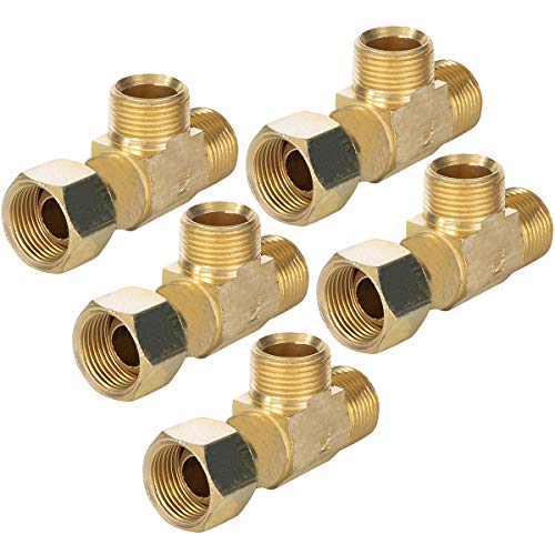 Midline Valve 73338-OM-5 Add On Tee Fitting, Split Supply Line Outlet; 3/8 in. FIP COMP x MIP x Male; Brass (5 Pack)