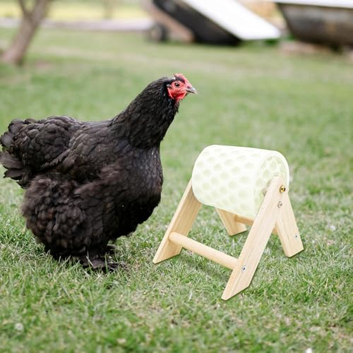 Chicken Coop Accessories, Beak Grinding Calcium Stone with Wooden Stand, Chicken Enrichment Toys, Toys for Hens, Ducks, Geese, Turkeys, Poultry, White - color: White