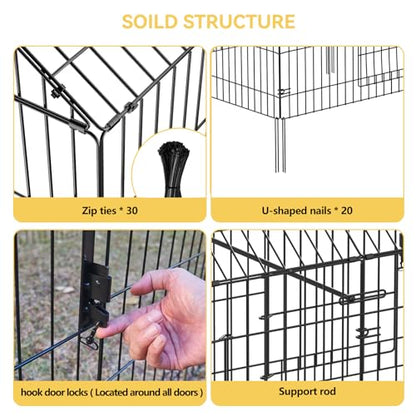 INJOPEXI Metal Chicken Coop 71.7"×30"×31" Chicken Runs for Yard with Cover Chicken Playpen Enclosure Chicken Pen Kennel Duck Coop Cage Hutch Fence for Outdoor Backyard Farm Rabbit Small Animal Poultry