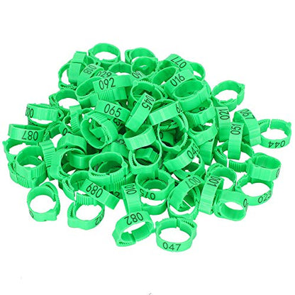 Pssopp Bird Leg Rings, Bright Plastic Adjustable Numbered Poultry for Chicken Ducks Identification Rose Red Orange Green 100Pcs