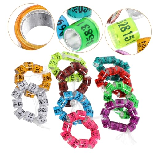 Abaodam 100pcs Pigeon Leg Bands Colorful Bird Foot Rings for Easy Identification of Racing Pigeons Chickens and Other Poultry Mixed Colors Random Styles