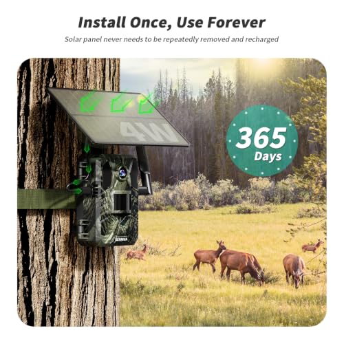 SEHMUA Trail Camera, AI Animal Detection Cellular Trail Cameras, Live Streaming Game Camera Built-in 4G LTE SIM Card with Unlimited Data Plan, Motion Activated 0.2s Trigger Trail Cam IP66 Waterproof - size: 2K Live Feed