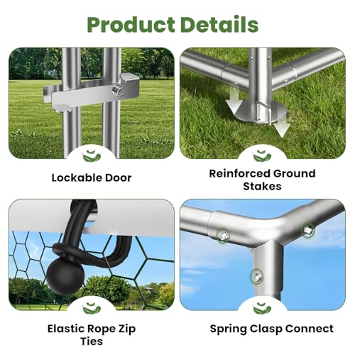 Large Chicken Coop with Roosting Perch, Waterproof and UV-Resistant Cover, 10’W x 13.2’L x 6.4’H Outdoor Walk-in Cage Chicken Run for Yard Farm, Dome Roof - size: 13.1x9.9Ft