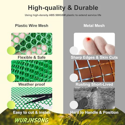 Plastic Wire Mesh Fence 16in x 33Ft Plastic Chicken Wire Mesh for Poultry, Dogs, Rabbit, Snake Barrier & Gardening Versatile Plastic Fencing (16in x 33Ft, Green) - color: Green, size: 16in x 33Ft