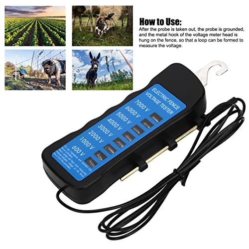 FLEXMAN Electric Fence Tester, 600V to 7000V Portable Eight Neon Lights Voltage Detection, Fence Voltage Tester for Livestock Enclosures, Farms, Home Gardens