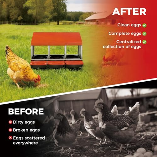Chicken Nesting Boxes with Cleanable Pull-Out Trays, 3-Hole Wall Mount Roll Away Nest for Easy Cleaning & Egg Collection - size: 3 holes