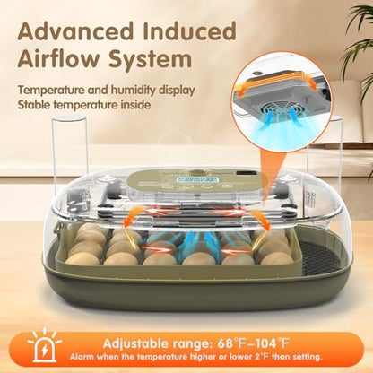 Incubators for Hatching Eggs Egg Incubator Chicken 360° Egg Candler Viewing for Chicken, Ducks, Goose, Pigeon, Quail 24 Eggs