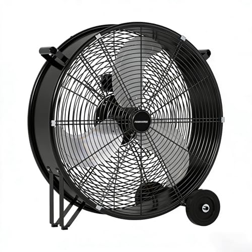 30" Industrial Drum Fan, 14000 CFM Ultra High-Velocity Floor Fan | 3-Speed Control, 360° Tilt, Heavy-Duty Metal, UL Listed, Built-In Wheels for Warehouse, Workshop, Garage & shop Use, Black - color: Black, size: 30 Inch