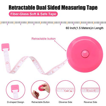 Tape Measures Retractable, Fabric Measuring Tape, 60 Inch Small Sewing Tape Measure for Craft Nursing Medical Travel(3 Pack/Pink Green White) - color: Green, White, Pink