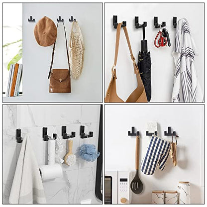 5 Pack Heavy Duty Double Claw Coat Hook Wall Mount with Screw Retro Double Coat Hook Utility Hook for Coats, Scarves, Bags, Towels, Keys, Hats, Mugs, Hats (Black) - color: Black