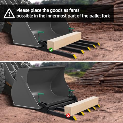 Clamp On Debris Forks To 48-60" Bucket, Heavy Duty Pallet Fork Fit For Loader Bucket Skidsteer Tractor,48" 2500 LBS - size: 48" 2500 LBS