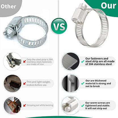 OURU 40PCS Hose Clamps Stainless Steel Adjustable 1/2"– 3/4"(13-19mm) Worm Gear Hose Clamp, Heavy Duty Metal Small Hose Clamps for Automotive, Pipe, Radiator Plumbing, Fuel Line - size: 1/2"-3/4"(13-19mm) 40PCS