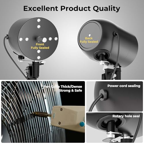 FUGOO 24" Eco BLDC Motor Powerful Airflow Quiet Industrial Outdoor Wall Fan | Waterproof, 6000 CFM, 50%+ Energy Savings, Oscillating, Remote Control for Patios Garage Workshop - size: 24 inch-Quiet-Energy Efficient
