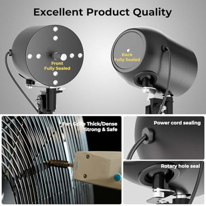 FUGOO 20" Eco BLDC Motor Powerful Airflow Quiet Industrial Outdoor Wall Fan | Waterproof, 5000 CFM, 50%+ Energy Savings, Oscillating, Remote Control for Patios Garage Workshop - size: 20 inch-Quiet-Energy Efficient