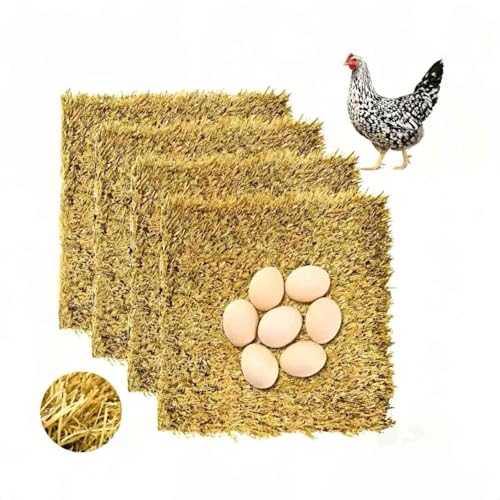 12x12 Inch Chicken Nesting Box Pads, 4 Pack - Waterproof Washable Hen Nesting Pads, Reusable Nest Box Liners with Drain Holes