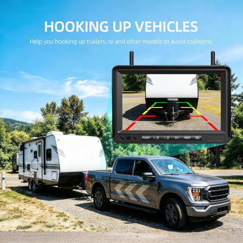 eRapta Dual Magnetic Wireless Backup Cameras - HD1080P 7” DVR Monitor, Stable Signal for RV/Trailer/Truck/Tractor/Camper/Hitch/Travel, 1-Min Install-Free, Clear Night Vision Back Up Camera (ACT702) - size: 7 inch-2 cameras