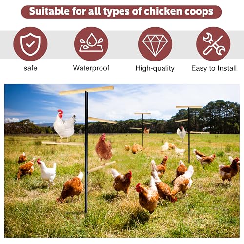 Extra Large Chicken Perch,Wooden Chicken Toys with Metal Ground Plug, Outdoor Birds Training Platform, Chicken Coop Accessories for Poultry Rooster Chicks Large Bird Chicks Parrot