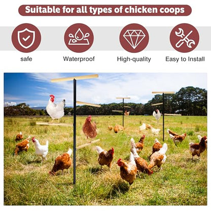 Extra Large Chicken Perch,Wooden Chicken Toys with Metal Ground Plug, Outdoor Birds Training Platform, Chicken Coop Accessories for Poultry Rooster Chicks Large Bird Chicks Parrot