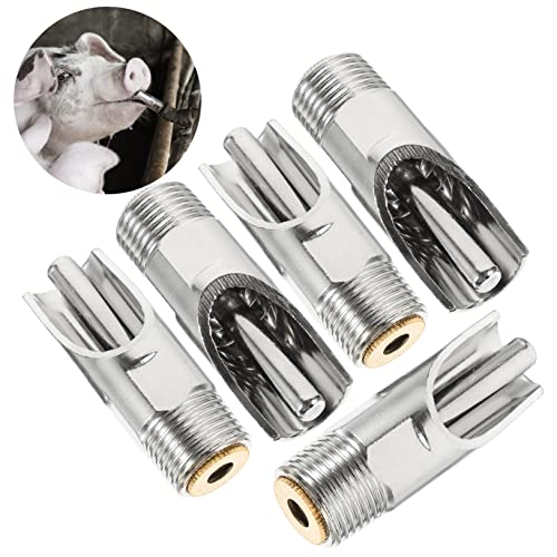 Happyyami 5pcs Guinea Pig Water Dispenser Pig Water Nipple Piglets Waterer Stainless Steel for Efficient Livestock Feeding