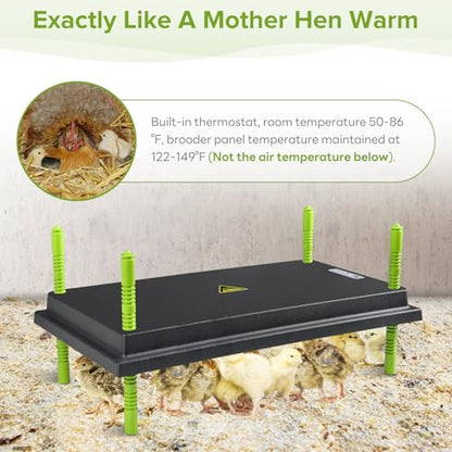 Tetuga Chick Brooder Heating Plate -16 x 22 Inch Chicken Brooder Heater Plate for Chicks with Adjustable Height & Angle - 50W Safer Than Brooder Lamp Warms Up to 50 Chicks - size: 16x22 Inch