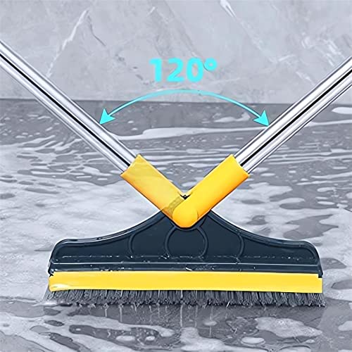 2 in 1 Cleaning Scrub Brush with Long Handle Heavy Duty - 2023 New Shower Powerful Brush and Scraper 2-in-1 Cleaning Tool with Soft Scraper Squeegee, V-Shaped Bristles Scrubber Deck Brush (Green) - color: Green