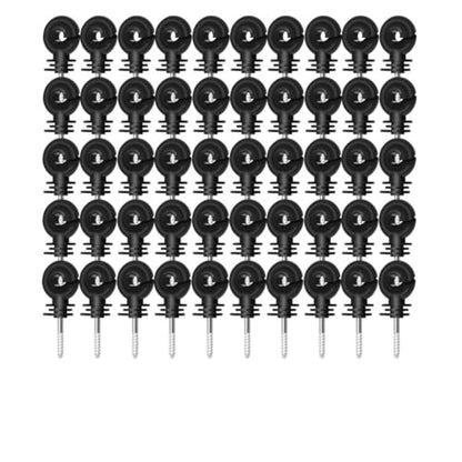 Electric Fencing Ring Insulators Farm Electric Fence Insulators Screw in Ring Insulator Wire Rope Tape Holder Livestock Hanging Hooks(50PCS) - color: 50PCS