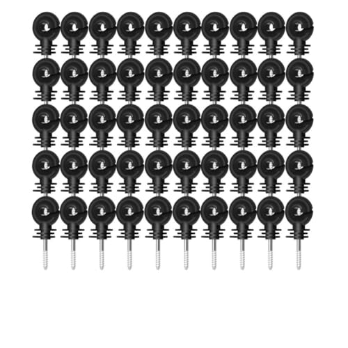 Electric Fencing Ring Insulators Farm Electric Fence Insulators Screw in Ring Insulator Wire Rope Tape Holder Livestock Hanging Hooks(50PCS) - color: 50PCS
