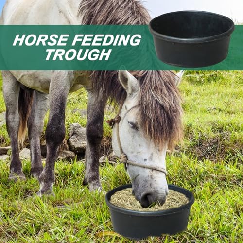 Animal Feed Bucket - 1 Gallon Rubber Trough, Heavy Duty Feeder Pan, Multipurpose Water Container | Outdoor Ranch Feeder for Small Animals
