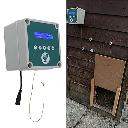 Agatige Automatic Chicken Coop Door Controller, IP44 Cage Opener Remote Control Poultry House Door Actuator Motor Kit with Timer Light Sensor for Chicken, Duck, Goose