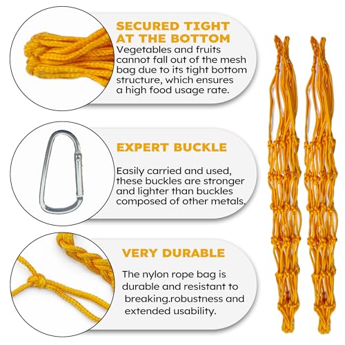 Chicken Vegetable Hanging Feeder 4 PCS, Reusable String Bag with Hook for Chicken Toys, Poultry Fruit Holder for Hens and Ducks, No Mess Lettuce Cabbage Feeder for Enrichment(Yellow) - color: Yellow