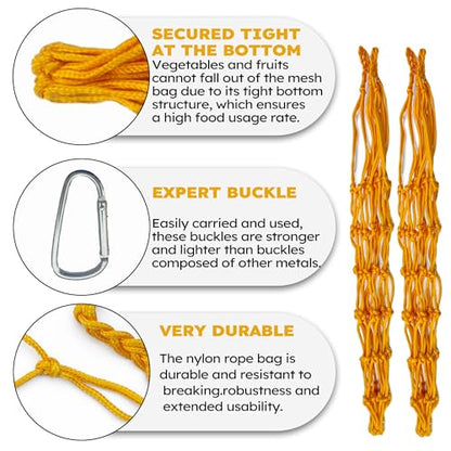 Chicken Vegetable Hanging Feeder 4 PCS, Reusable String Bag with Hook for Chicken Toys, Poultry Fruit Holder for Hens and Ducks, No Mess Lettuce Cabbage Feeder for Enrichment(Yellow) - color: Yellow