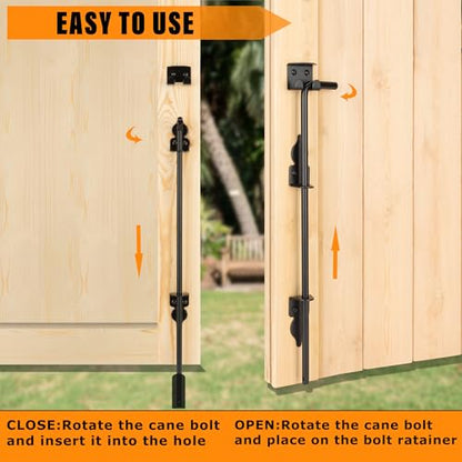 36" Heavy Duty Cane Bolt Gate Drop Rod-Steel Gate Ground Latch Designed for Wood Metal Vinyl Gates or Double Doors Fence Applications - size: 36 Inch-1 Pack