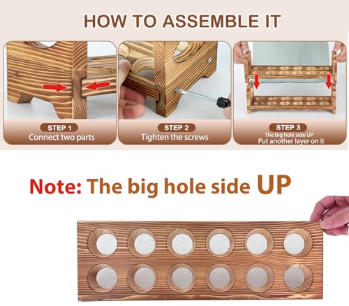 Wooden Egg Holder Countertop, 3-Tier/36-Hole, Stackable | Farmhouse Style, With Handle, Storage & Organizer, Durability, Assembly, For Chicken/Duck/Quail/Turkey/Easter Eggs - style: 3-Tier