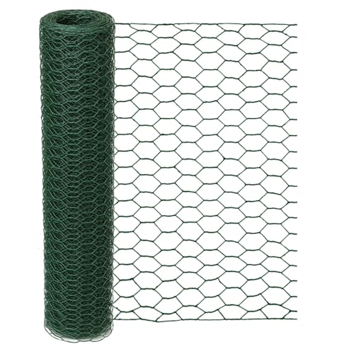 Garden Poultry Green Chicken Wire - 13.7 '' × 315 '' Chicken Wire Floral for Crafts, Garden Fence Animal Barrier, 1 inch Mesh Poultry Netting Fence, Pet/Rabbit/Chicken Wire Fencing - size: 13.7 inch × 26.2 Ft