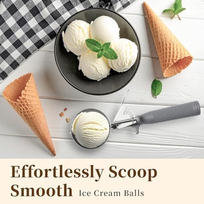 HOMURE H 4 oz Scoop, Large Ice Cream Scoop with Trigger, #8 Disher, Muffin Scoop, Portion Scoop, Cookie Scoop for Baking, Grey Handle, for Making Ice Cream Cookie Muffin Cupcake Mashed Potato - size: #8 (4 oz)