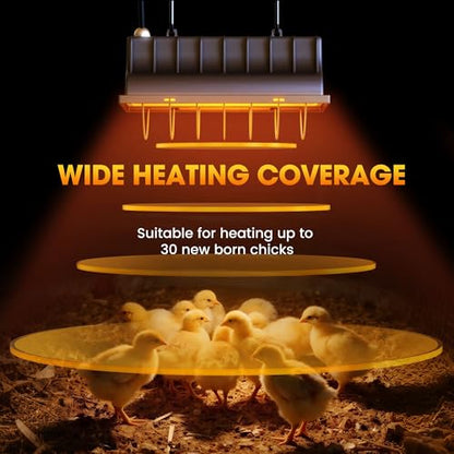 Heat Lamp for Chickens, Halogen Chicken Heat Lamp for Young Poultry, Safe Infrared Chicken Coop & Brooder Heater, Infinite Temperature Control, 50-250W, Even Heating, Adjustable Height, Gray