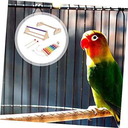 balacoo 1set Xylophone Chicken Perch Roosting Bar and Swing Accessories for Parrots Cockatiels and Birds Encourages Play and Physical Activity Coop