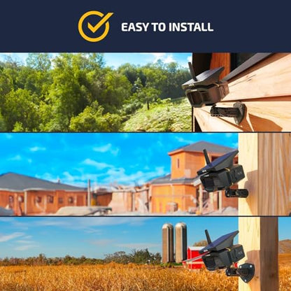 Vosker VKX Farmers Pack Solar 4G LTE Security Camera, Wireless Outdoor Surveillance for Farms, Sheds and Rural Properties, No Wi-Fi Needed, SIM Card Included Night Vision, IP65 Weather-Resistant