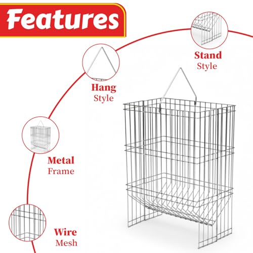 My Favorite Chicken Metal Rack Basket for Chicken Scraps – Hanging or Standing Poultry Feeder for Vegetables, Treats & Hay, Wire Hanging Basket for Chicken Coop, & Small Animals