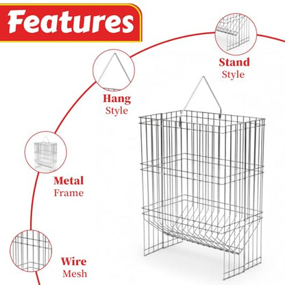 My Favorite Chicken Metal Rack Basket for Chicken Scraps – Hanging or Standing Poultry Feeder for Vegetables, Treats & Hay, Wire Hanging Basket for Chicken Coop, & Small Animals